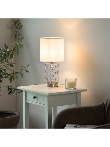 JUST LIGHT. Lampa stołowa "Deva" w kolorze srebrno-białym - wys. 37 cm