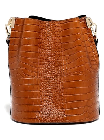 maison héritage PARIS Leder-Umhängetasche "Bruna" in Cognac - (B)23 x (H)26,5 x (T)16 cm