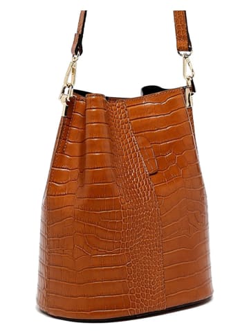 maison héritage PARIS Leder-Umhängetasche "Bruna" in Cognac - (B)23 x (H)26,5 x (T)16 cm