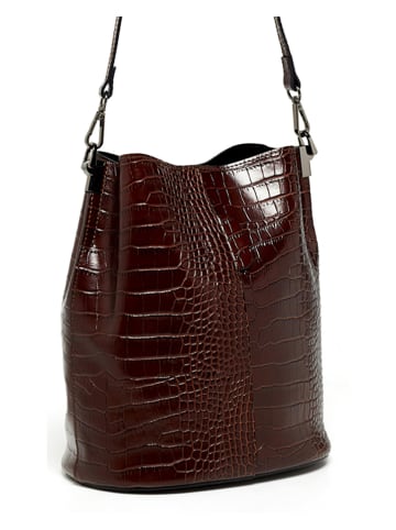maison héritage PARIS Leder-Umhängetasche "Bruna" in Dunkelbraun - (B)23 x (H)26,5 x (T)16 cm