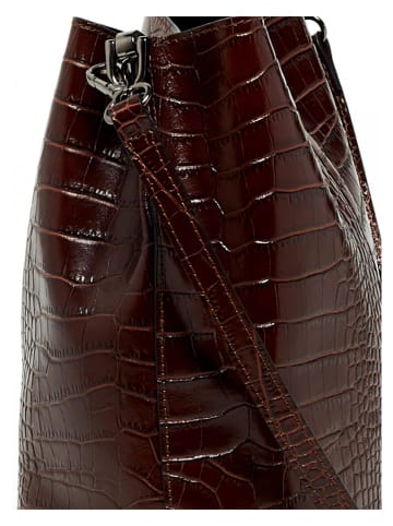 maison héritage PARIS Leder-Umhängetasche "Bruna" in Dunkelbraun - (B)23 x (H)26,5 x (T)16 cm