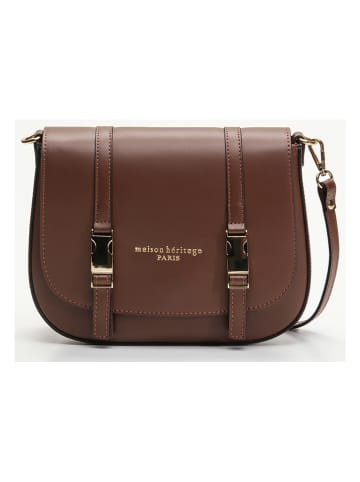 maison héritage PARIS Skórzana torebka "Tex" w kolorze ciemnobrązowym - 25 x 19 x 9 cm