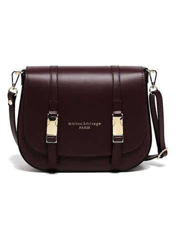 maison héritage PARIS Leder-Umhängetasche "Tex" in Bordeaux - (B)25 x (H)19 x (T)9 cm