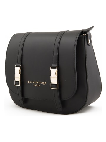 maison héritage PARIS Leder-Umhängetasche "Tex" in Schwarz - (B)25 x (H)19 x (T)9 cm