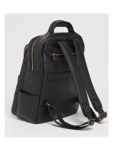 maison héritage PARIS Leder-Rucksack "Gio" in Schwarz - (B)30 x (H)38 x (T)15 cm