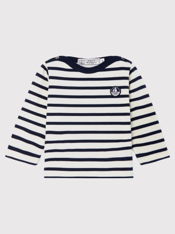 PETIT BATEAU Longsleeve in Dunkelblau/ Weiß