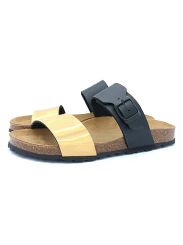 billowy Pantoletten in Schwarz/ Gelb
