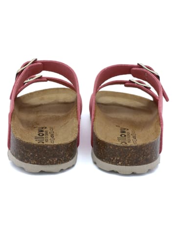 billowy Leder-Pantoletten in Rosa