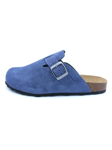 billowy Leder-Hausschuhe in Blau