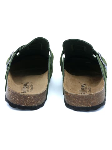 billowy Leder-Clogs in Grün