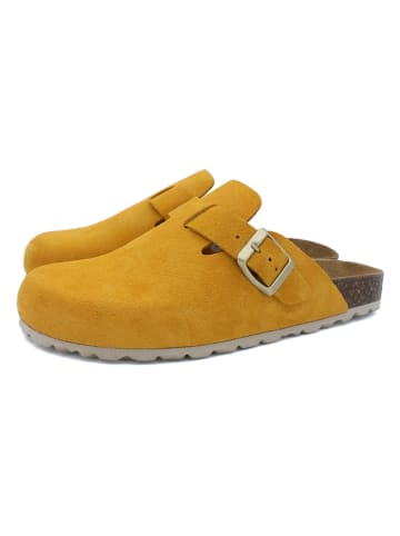 billowy Leren clogs geel