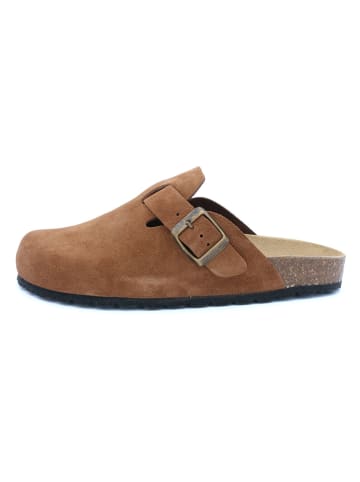 billowy Leder-Clogs in Hellbraun