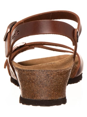 Papillio Leder-Keilsandaletten "Lana" in Braun - Weite S