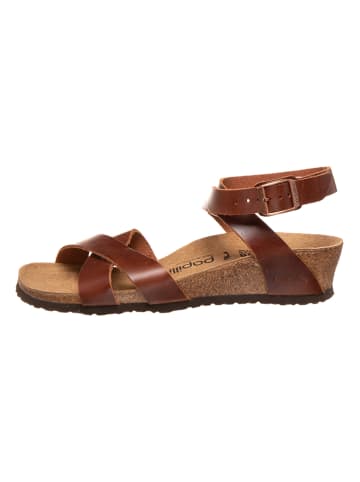 Papillio Leren sleehaksandalen "Lola" bruin - wijdte S