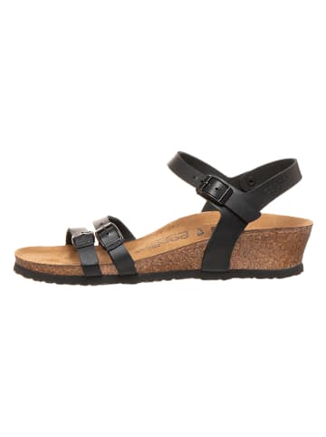 Papillio Leder-Keilsandaletten "Lana" in Schwarz - Weite S