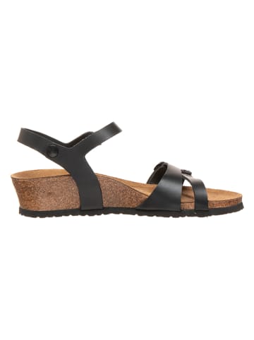 Papillio Leder-Keilsandaletten "Lana" in Schwarz - Weite S