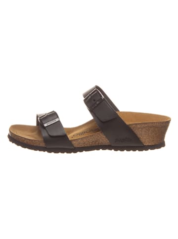 Papillio Leren sleehakslippers "Tessa" zwart - wijdte S