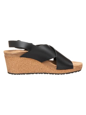 Papillio Leder-Keilsandaletten "Samira Ring-Buckle" in Schwarz - Weite S