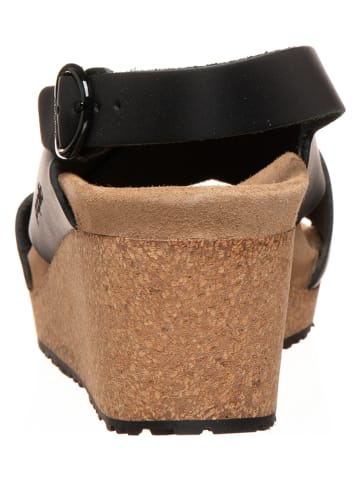 Papillio Leder-Keilsandaletten "Samira Ring-Buckle" in Schwarz - Weite S
