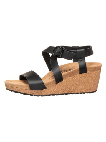 Papillio Leren sleehaksandalen "Sibyl Ring-Buckle" zwart - wijdte S