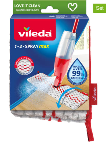 Vileda 4er-Set: Ersatzbezüge "1-2 Spray Max" in Rot/ Weiß