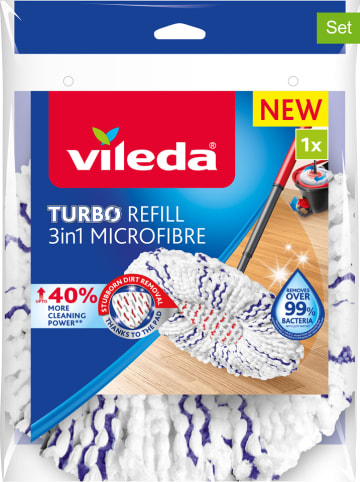 Vileda 2-delige set: vervangende microvezel pads "Turbo Refill" wit