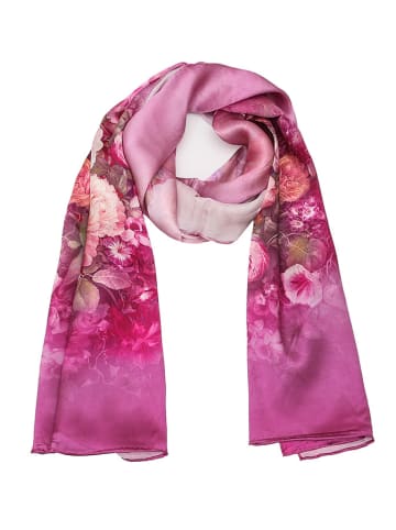 Made in Silk Jedwabny szal w kolorze fuksji ze wzorem - 170 x 50 cm