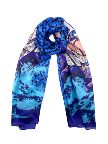 Made in Silk Zijden sjaal blauw/meerkleurig - (L)180 x (B)90 cm