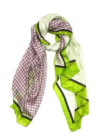 Made in Silk Jedwabny szal w kolorze zielonym ze wzorem - 180 x 90 cm