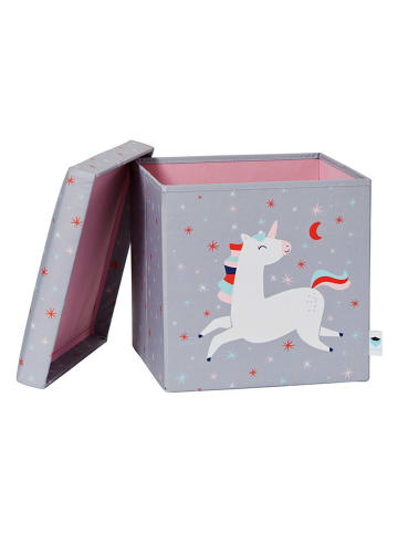 STORE IT Aufbewahrungshocker "Einhorn" in Grau - (B)35 x (H)35 x (T)35 cm