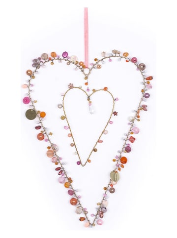 Overbeck and Friends Decoratieve hanger "hart(en)" meerkleurig - (B)18 x (H)24 cm