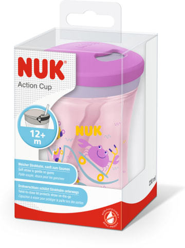 NUK Kubek "Action Cup" w kolorze jasnoróżowo-fioletowym do nauki picia - 230 ml