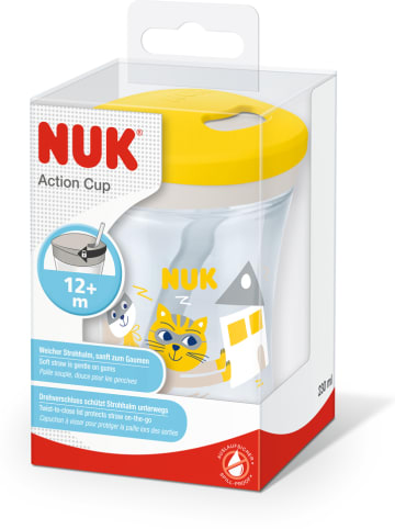 NUK Kubek "Action Cup" w kolorze żółto-szarym do nauki picia - 230 ml