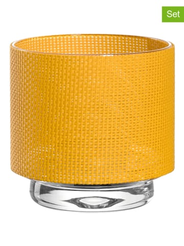LEONARDO 6-delige set: tafellampen "Colorata" geel - (H)8,2 x Ø 8,5 cm