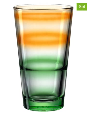 LEONARDO 6-delige set: glazen "Rainbow" groen/oranje - 315 ml