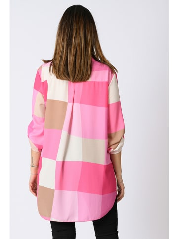 Plus Size Company Bluzka "Elo" w kolorze różowo-jasnobrązowo-kremowym