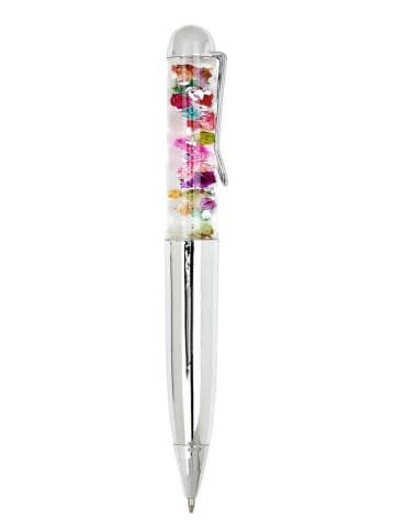 moses. Kugelschreiber "Flower Power" in Silber/ Bunt - (L)14 cm