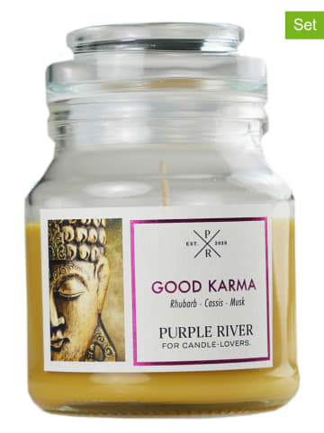 Purple River 2-delige set: geurkaarsen "Good Karma" geel - 2x 113 g