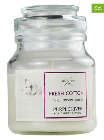 Purple River 2er-Set: Duftkerzen "Fresh Cotton" in Weiß - 2x 113 g