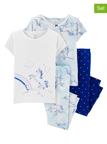 Carter's 2er-Set: Pyjamas in Weiß/ Blau/ Hellblau