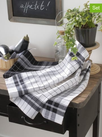 Calitex 2-delige set: theedoeken "Auberville" zwart/wit
