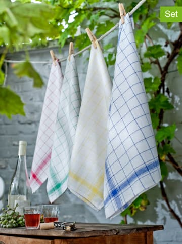 Calitex 3-delige set: theedoeken "Quadrille" blauw/groen/rood