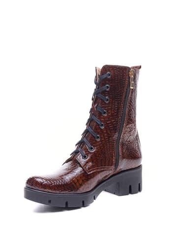 BOSCCOLO Leder-Boots in Dunkelbraun