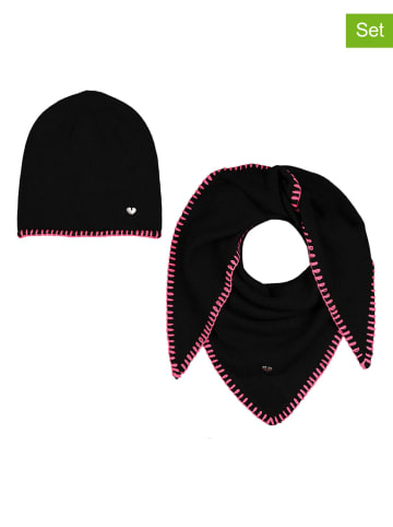 Zwillingsherz 2-delige accessoireset "Haakrand" zwart/roze