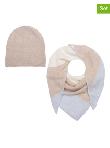 Zwillingsherz 2-delige accessoireset "Block" beige/lichtblauw/wit