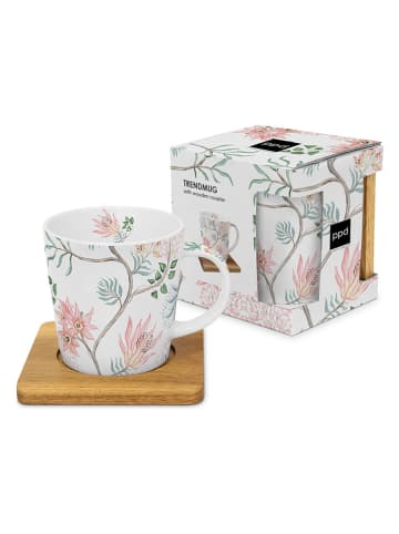 ppd Kubek jumbo "Fiore" w kolorze białym ze wzorem - 400 ml