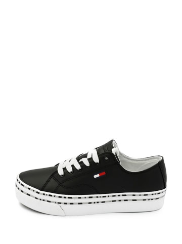 TOMMY JEANS Skórzane sneakersy w kolorze czarno-białym