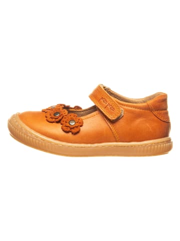 POM POM Leren ballerina's met bandje oranje