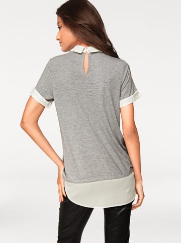 Heine Shirt in Grau/ Weiß