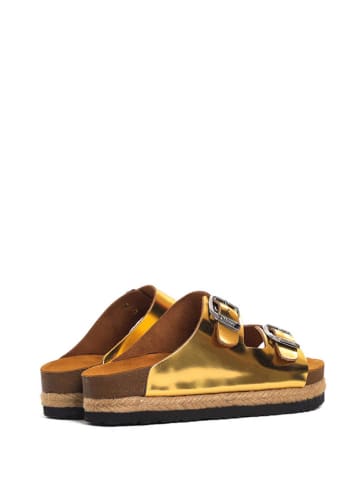 Moosefield Leren slippers goudkleurig
